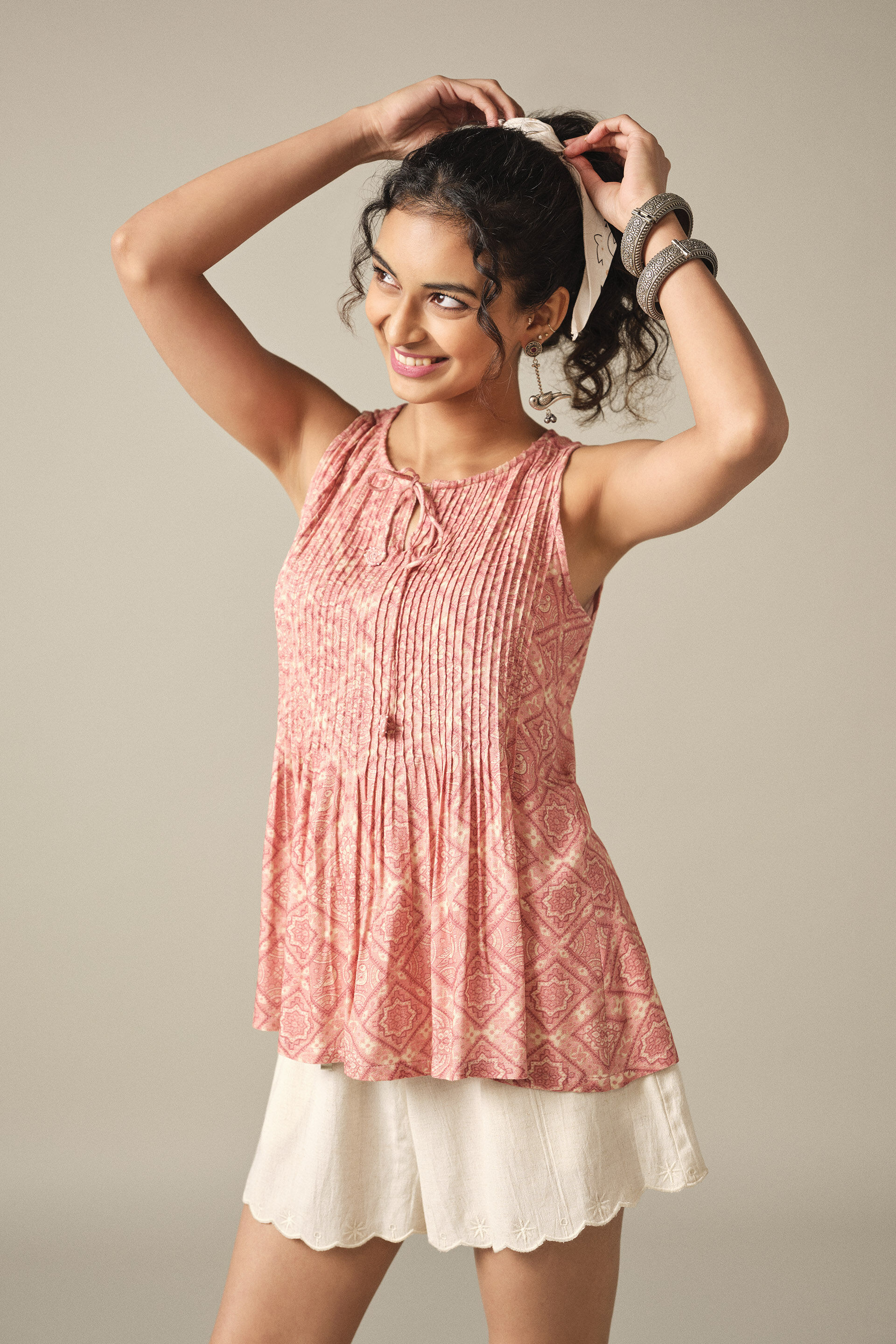 Pintuck Top in Pink, Pink, image 2